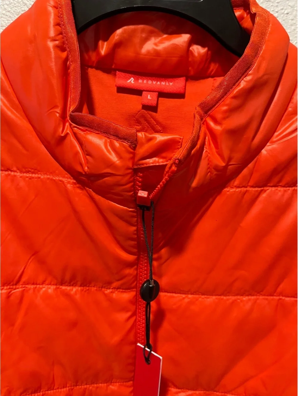 Redvanly Men's Quilted Puffer Vest in Orange, Size L